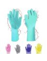 Guantes de Silicona Cepillo para Lavar loza, baño, aseo