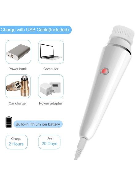 Limpiador facial Facial Cleansing Brush, Rechargeable Face Brush Massager