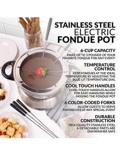 Fondue Nostalgia Electrics pot eléctrico FPS200  acero inoxidable 2