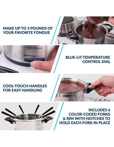 Fondue Nostalgia Electrics pot eléctrico FPS200  acero inoxidable