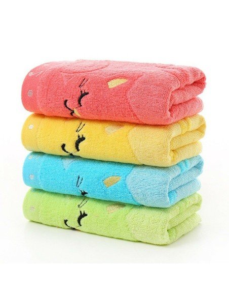 Set x4 Toallitas en Algodón Microfibra para Bebés Cat towel