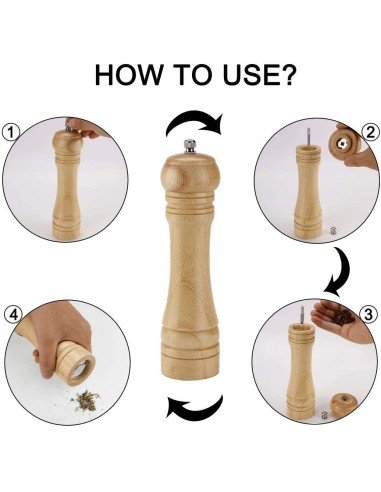 Pimetero de Madera Molino de Pimienta de 17cm