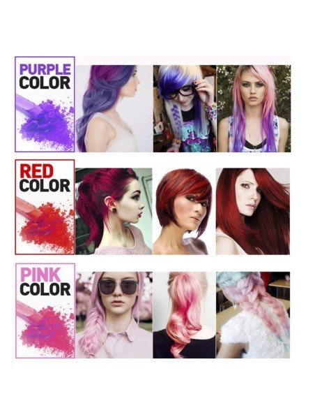 Caja de 12 Tizas Temporal Color Hair Chalk para el Cabello, Mechas y Mechones de Color