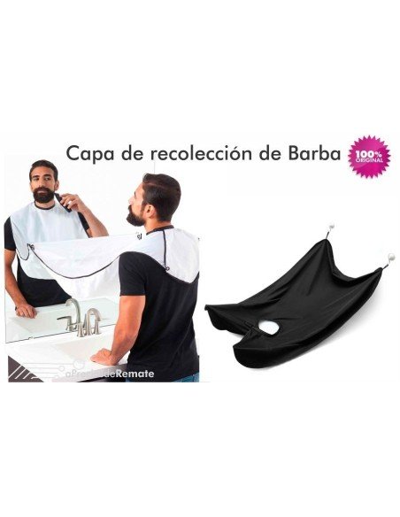 Capa Barbera para Afeitar Recoge el pelo Beard Pro  blanca