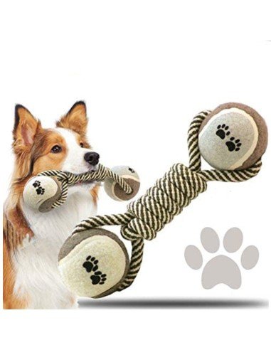 ¡  Juguete Lazo Verde Negro Bola De Tenis En Ocho Perro !!