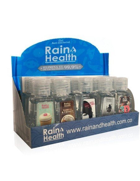 Un Kit de Gel AntiBacterial Rain Health limpia y desinfecta tus manos (15 unidades) Un Kit de Gel AntiBacterial Rain Health limpia y desinfecta tus manos (15 unidades)