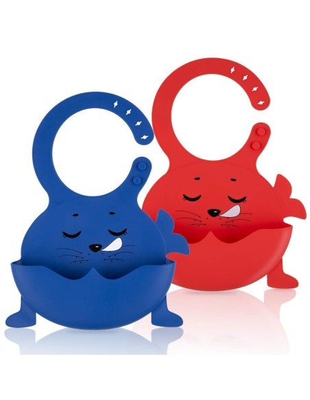 Set x2 Baberos de Silicona Animal  Set x2 Baberos de Silicona Animal