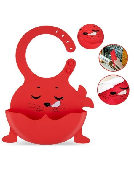 Babero de Silicona Animal Baby Bib  Neón Babero de Silicona Animal Baby Bib  Neón