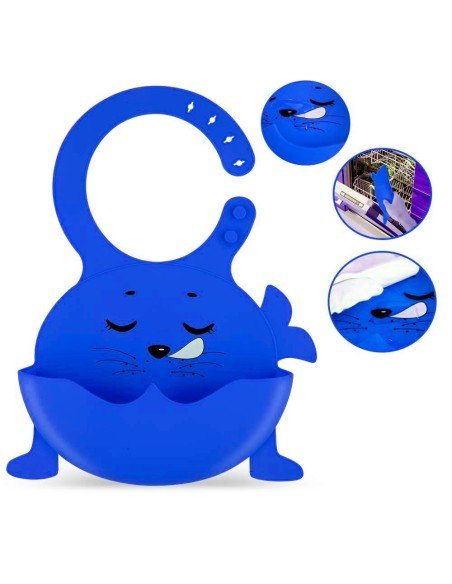 Babero de Silicona Animal Baby Bib  Neón Babero de Silicona Animal Baby Bib  Neón