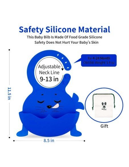 Babero de Silicona Animal Baby Bib  Neón Babero de Silicona Animal Baby Bib  Neón