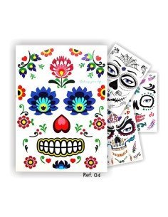 Tatuaje temporal Máscara Dia de los Muertos Roses 2