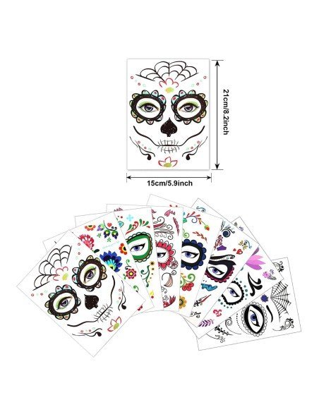 Tatuaje temporal Máscara Dia de los Muertos Roses