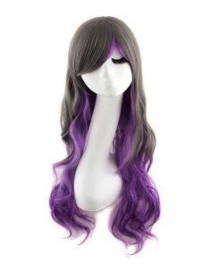 ⭐ Peluca Bicolor Degradee 70cm Harajuku Negro Morado 2
