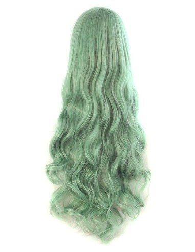 Peluca Cosplay Ondulada 80cm Kanekalon Verde Manzana