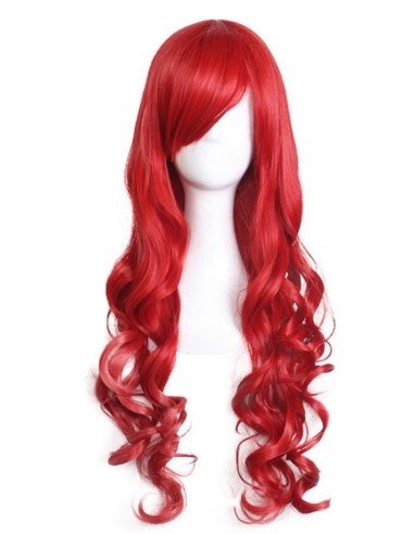 Peluca Cosplay Ondulada 80cm Kanekalon Rojo