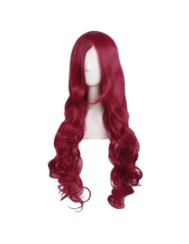 Peluca Cosplay Ondulada 80cm Kanekalon Rojo Vino