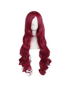 ⭐ Peluca Cosplay Ondulada 80cm Kanekalon Rojo Vino 2