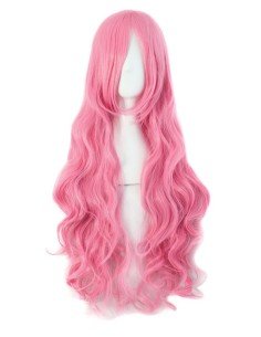 ⭐ Peluca Cosplay Ondulada 80cm Kanekalon palo de Rosa 2
