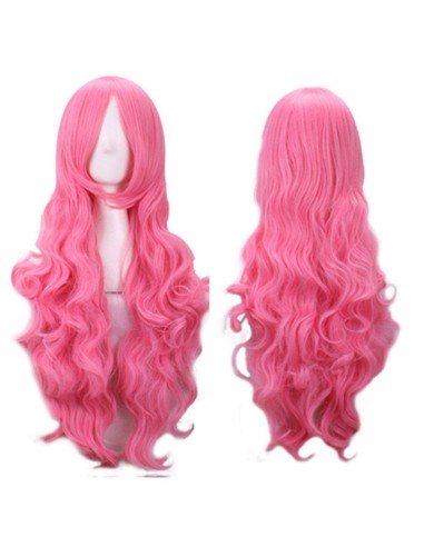 Peluca Cosplay Ondulada 80cm Kanekalon palo de Rosa