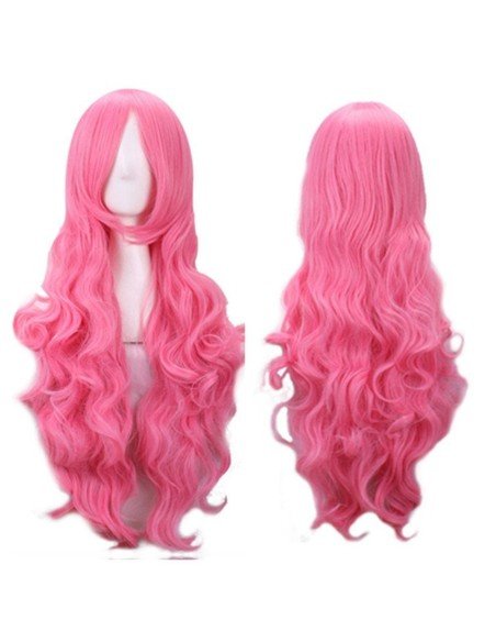 Peluca Cosplay Ondulada 80cm Kanekalon palo de Rosa Peluca Cosplay Ondulada 80cm Kanekalon palo de Rosa