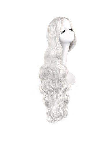 Peluca Cosplay Ondulada 80cm Kanekalon Blanco