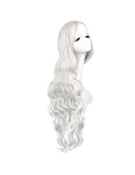 Peluca Cosplay Ondulada 80cm Kanekalon Blanco Peluca Cosplay Ondulada 80cm Kanekalon Blanco