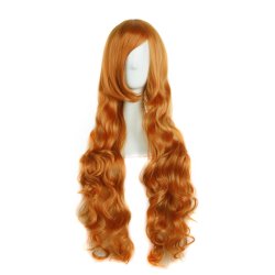 Peluca Cosplay Ondulada 80cm Kanekalon Naranja