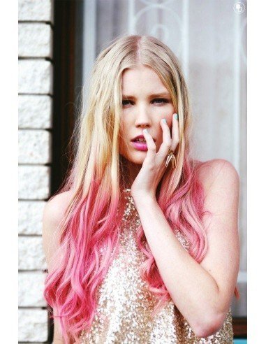 Extensiones Cosplay Ondulada Cortina de cabello en degradee