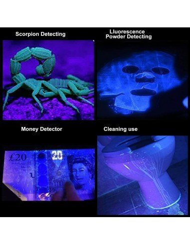 Linterna Scorpion black Light UV Led UV UltraVioleta luz Negra probador de billetes