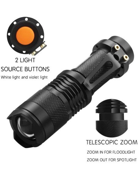 Linterna Scorpion black Light UV Led UV UltraVioleta luz Negra probador de billetes