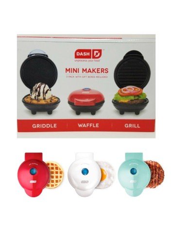 Kit x3  Mini Maker Griddle, Waffle Maker and Grill Set