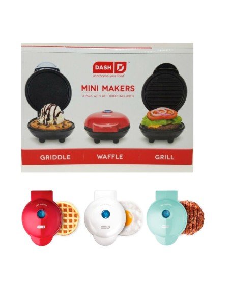 Kit x3  Mini Maker Griddle, Waffle Maker and Grill Set
