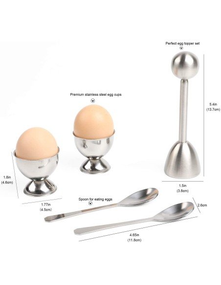 Kit Egg Topper Craker Cortador Cascara + Cuchara + Base