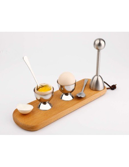 Kit Egg Topper Craker Cortador Cascara + Cuchara + Base