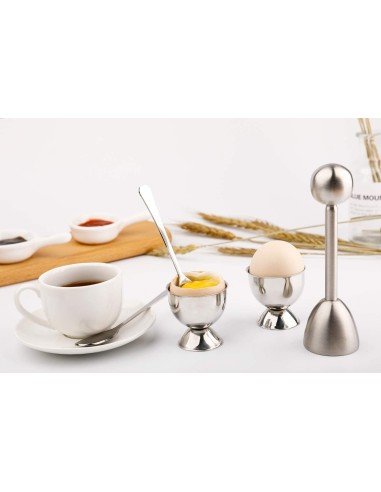 Kit Egg Topper Craker Cortador Cascara + Cuchara + Base
