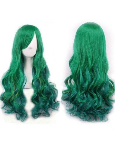 Peluca Bicolor Degradee 70cm Harajuku Verde Azul