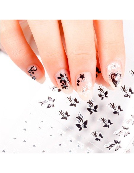 Kit x6 Decals Glow in the Dark 3D aplicativos adhesivos Nail Art Salon Effects para Decoración de uñas