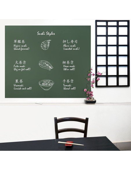 Pizarra sticker negra de decoración + Tizas  Pizarra sticker negra de decoración + Tizas