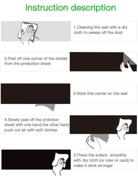 Pizarra sticker negra de decoración + Tizas  Pizarra sticker negra de decoración + Tizas