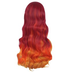 Peluca Bicolor Degradee 70cm Harajuku Naranja Rojo Fuego