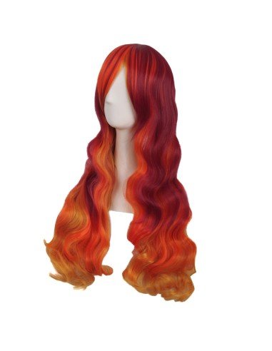 Peluca Bicolor Harajuku de kanekalon Cosplay de 70 y 80 cm de largo ideal para Halloween