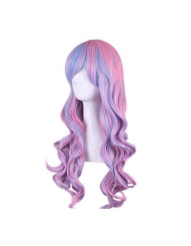 Peluca Bicolor Degradee 70cm Harajuku Turquesa Lila Rosado