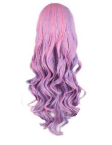 Peluca Bicolor Degradee 70cm Harajuku Turquesa Lila Rosado