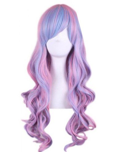 Peluca Bicolor Degradee 70cm Harajuku Turquesa Lila Rosado