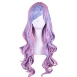 Peluca Bicolor Degradee 70cm Harajuku Turquesa Lila Rosado