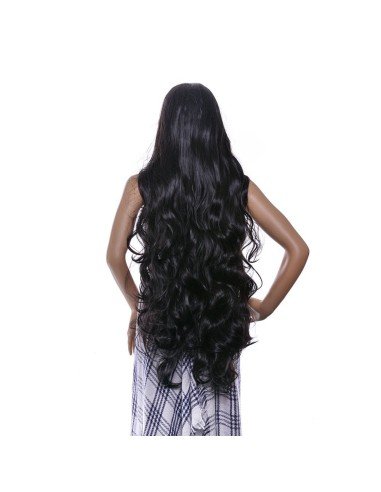 Peluca de Kanekalon Ondulada 100cm Cosplay Negro
