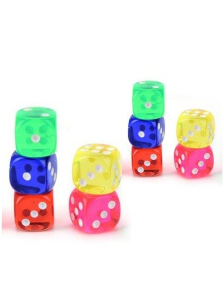 Juego de 8 dados 16mm en acrílico translúcido de alta calidad en colores