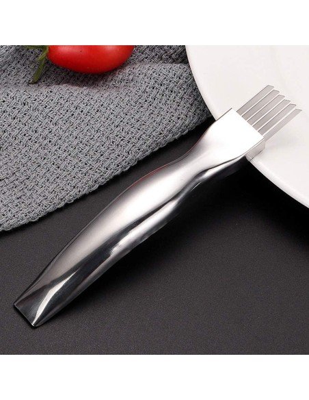 Cortador Metálico de Cebolla tirillas perfectas en un solo corte Cortador Metálico de Cebolla tirillas perfectas en un solo corte