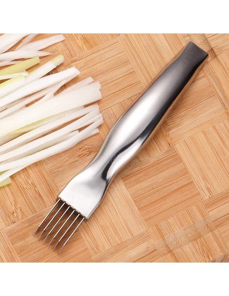 Cortador Metálico de Cebolla tirillas perfectas en un solo corte Cortador Metálico de Cebolla tirillas perfectas en un solo corte