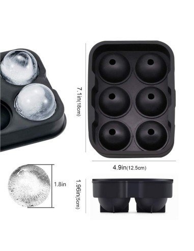 Molde Silicona elabora 6 esferas de hielo de 5cm